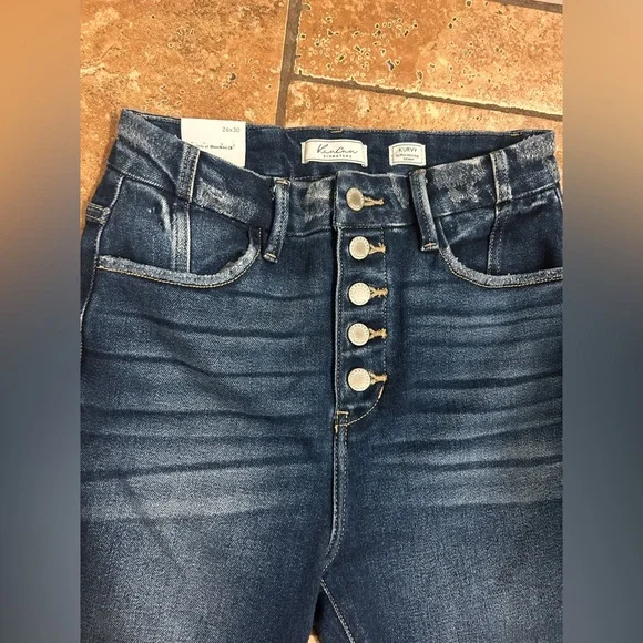 Kancan Sz 26x30 Kurvy Ultra High Rise Whiskered Distressed Skinny Jeans Stretchy - Picture 2 of 4